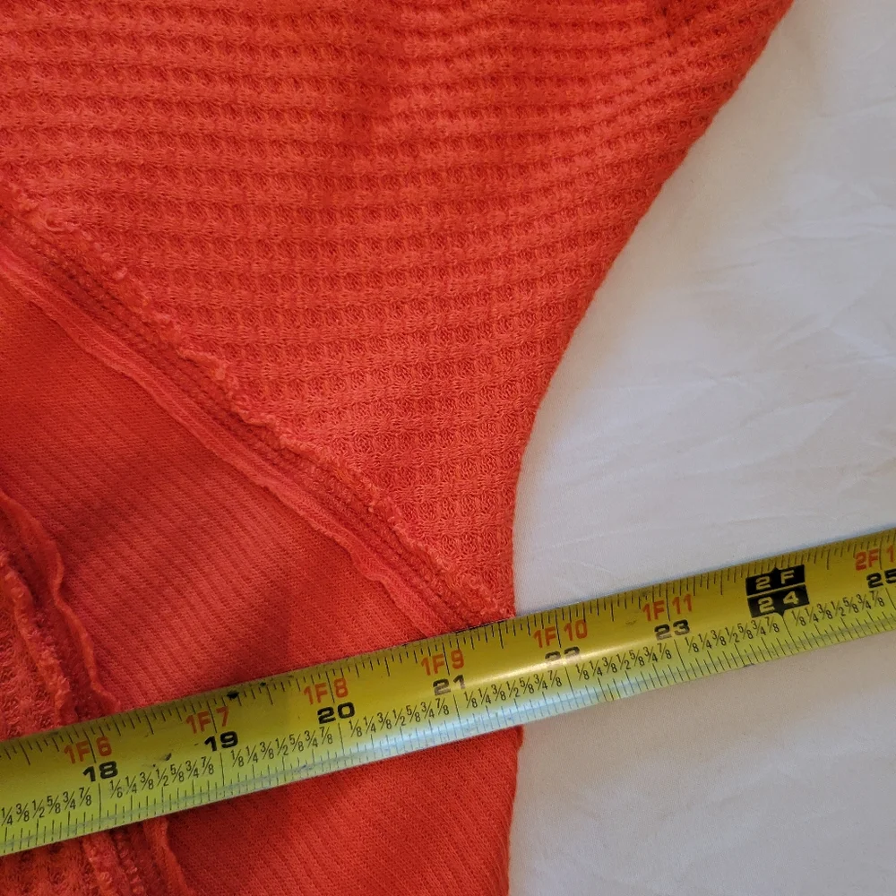 Free People Catalina Orange Thermal Oversized Waffle Knit Top Size S - Picture 5 of 12